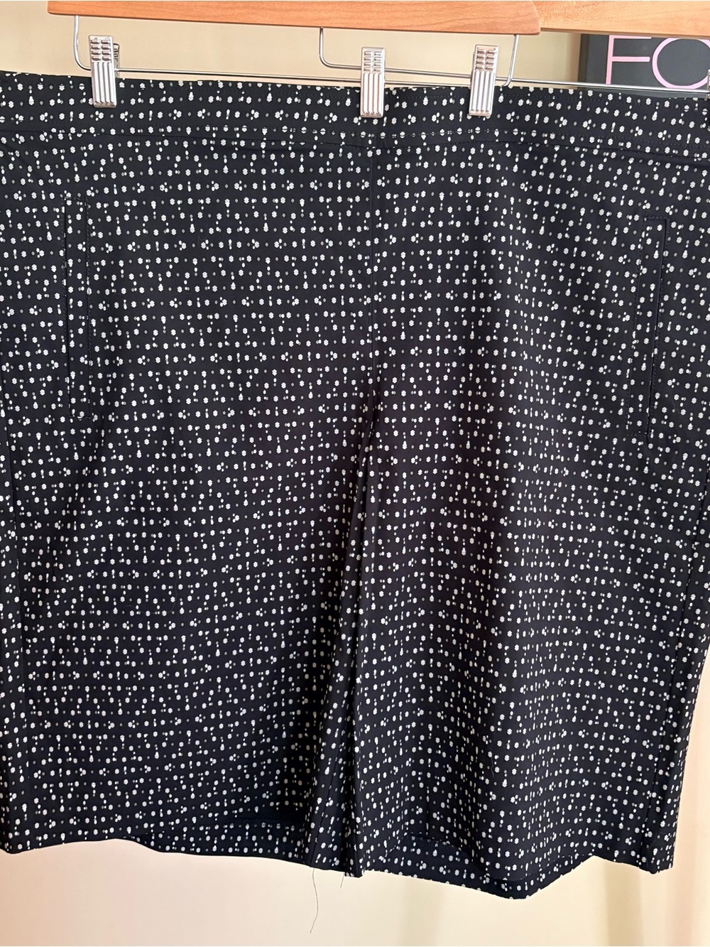 Michel Studio Black Shorts with White and Tan Dot Print